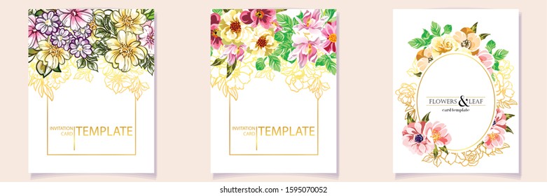Romantic wedding invitation card suite. Wedding, marriage, bridal, birthday, Valentine's day.