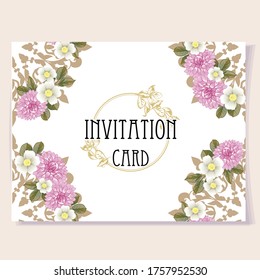 Romantic wedding invitation card suite. Wedding, marriage, bridal, birthday, Valentine's day.