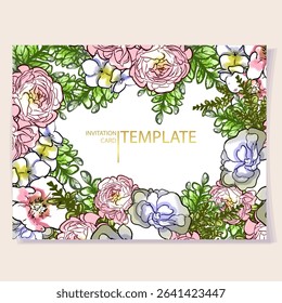 Romantic wedding invitation card suite. Wedding, marriage, bridal, birthday, Valentine's day.
