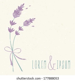 Romantic Wedding Invitation Design With Lavender And A Ribbon.