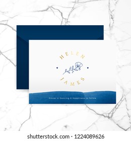 Romantic wedding invitation with envelope vector