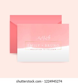 Romantic wedding invitation with envelope vector