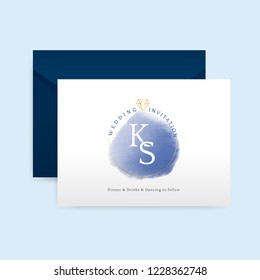 Romantic wedding invitation with envelope vector