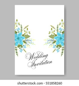  Romantic Wedding Invitation Floral Card Template  Wreath of flower watercolor pink Anemones