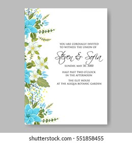  Romantic Wedding Invitation Floral Card Template  Wreath of flower watercolor pink Anemones