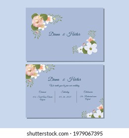 Romantic wedding invitation with flowers