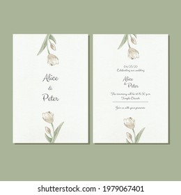 Romantic wedding invitation with flowers