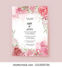 Romantic Wedding Invitation Rose Flower Template