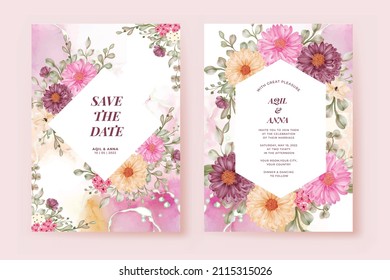 Plantilla de Invitación de Boda Romántica Set de Flor de margarita