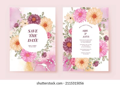 Romantic Wedding Invitation Set daisy Flower Template