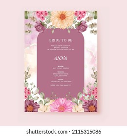 Romantic Wedding Invitation Set daisy Purple Template