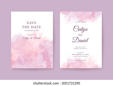 Romantic wedding invitation template with Beautiful watercolor background