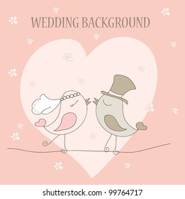 romantic wedding set. wedding invitation with birds