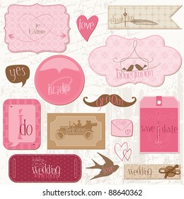 Romantic Wedding Tags and Design Elements -for invitation, scrapbook in vector