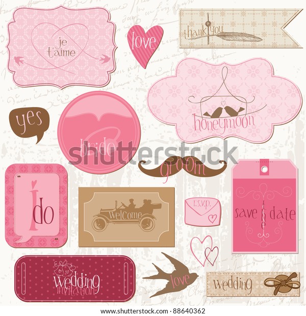 Romantic Wedding Tags Design Elements Invitation Stock Vector (Royalty Free) 88640362