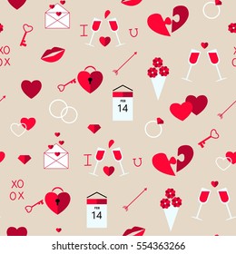 Romantic wedding texture. Valentine's day seamless pattern