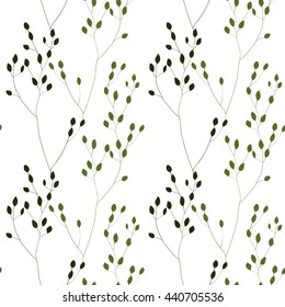 Romantic Weeds, vector seamless pattern on white
