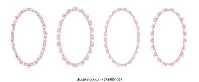 Romantic whimsical lace frames ideal for wedding stationery, bachelorette party designs and feminine decorative visuals.