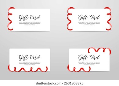 Romantic White Gift Card with Red Curly Ribbon – Elegant Love Themed Voucher