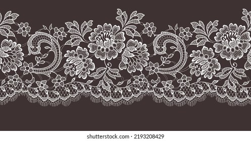 Romantic White Lace Seamless Ribbon Stock Vector (Royalty Free ...