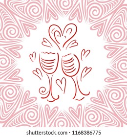 Romantic wine. Vector illustration