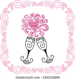 Romantic wine. Vector illustration