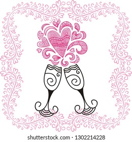 Romantic wine. Vector illustration