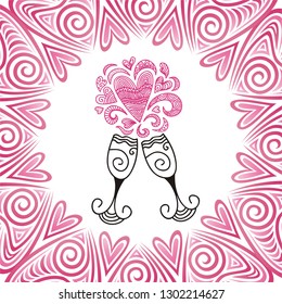 Romantic wine. Vector illustration