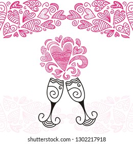 Romantic wine. Vector illustration