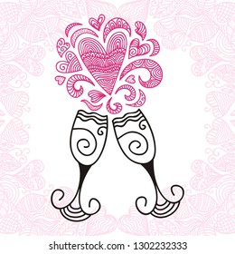 Romantic wine. Vector illustration