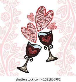 Romantic wine. Vector illustration