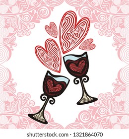 Romantic wine. Vector illustration