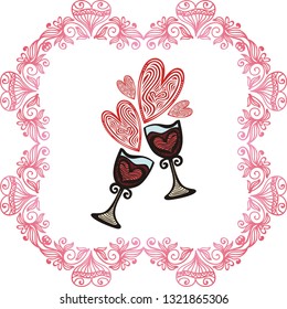 Romantic wine. Vector illustration