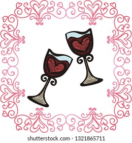 Romantic wine. Vector illustration