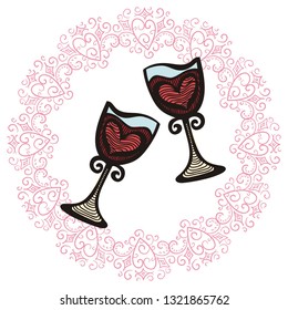 Romantic wine. Vector illustration