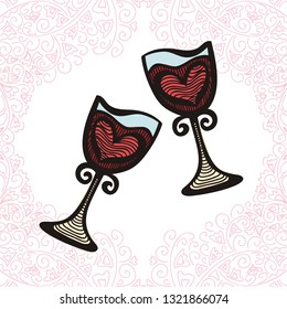 Romantic wine. Vector illustration
