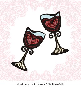 Romantic wine. Vector illustration