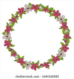 Romantic wreath with flowers and leaves. Romantic vector elements for card. Save the date and invitation.