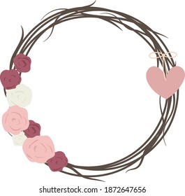 Corona romántica con rosa ilustración vectorial, valentina