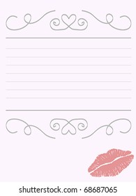 Romantic writing paper. Also available as raster.