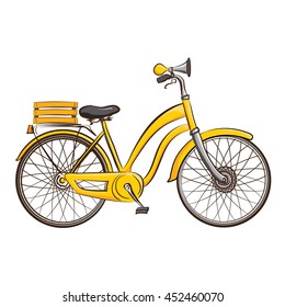 romantic yellow bike, vector illustration