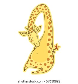romantic yellow giraffe. Vector illustration