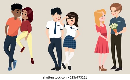 romantic young couples collection from different countries