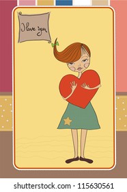 romantic young girl with big heart