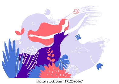 Romantic young girl in the floral world
