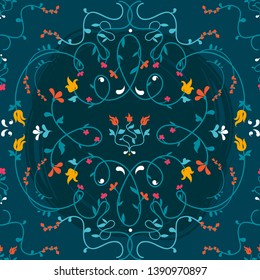 Romantical seamless pattern with floral plexus, vector illustration