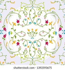 Romantical seamless pattern with floral plexus, vector illustration