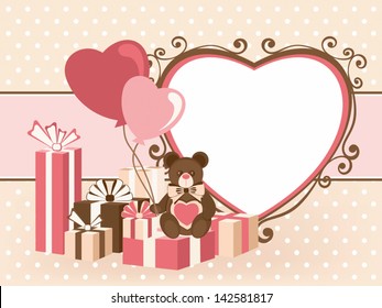 Romanticl background with ornamental frame for your text