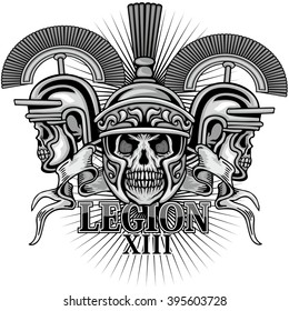 Romas legions coat of arms with skull, grunge.vintage design t-shirts
