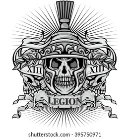 Romas legions coat of arms with skull, grunge.vintage design t-shirts

